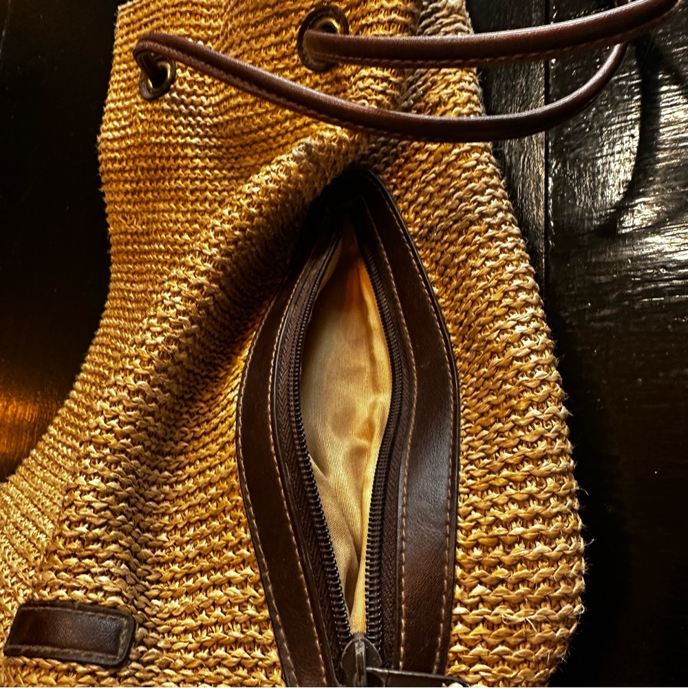 Brown Boho Backpack Strap Brown Cream Weaved Purse - Picture 5 of 9
